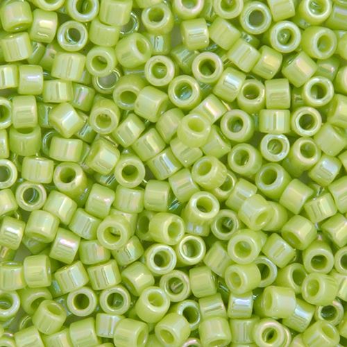 Miyuki Delica Size 11/0 Seed Beads – Chartreuse Opaque AB – 5.2g Vial | The Pink Bead Shop Canada