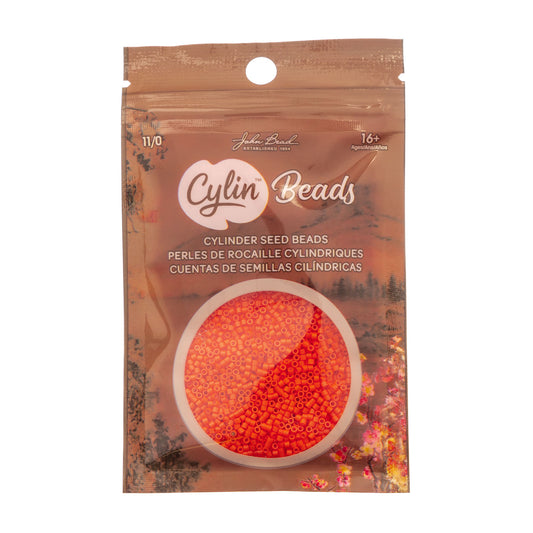 Cylin Bead 11/0 Opaque Orange Seed Beads – 25g Bag | The Pink Bead Shop Canada