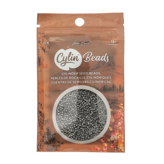 Cylin Bead 11/0 Grey Opaque Seed Beads – 25g Bag | The Pink Bead Shop Canada