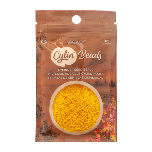 Cylin Bead 11/0 Opaque Yellow Zest Seed Beads – 25g Bag | The Pink Bead Shop Canada