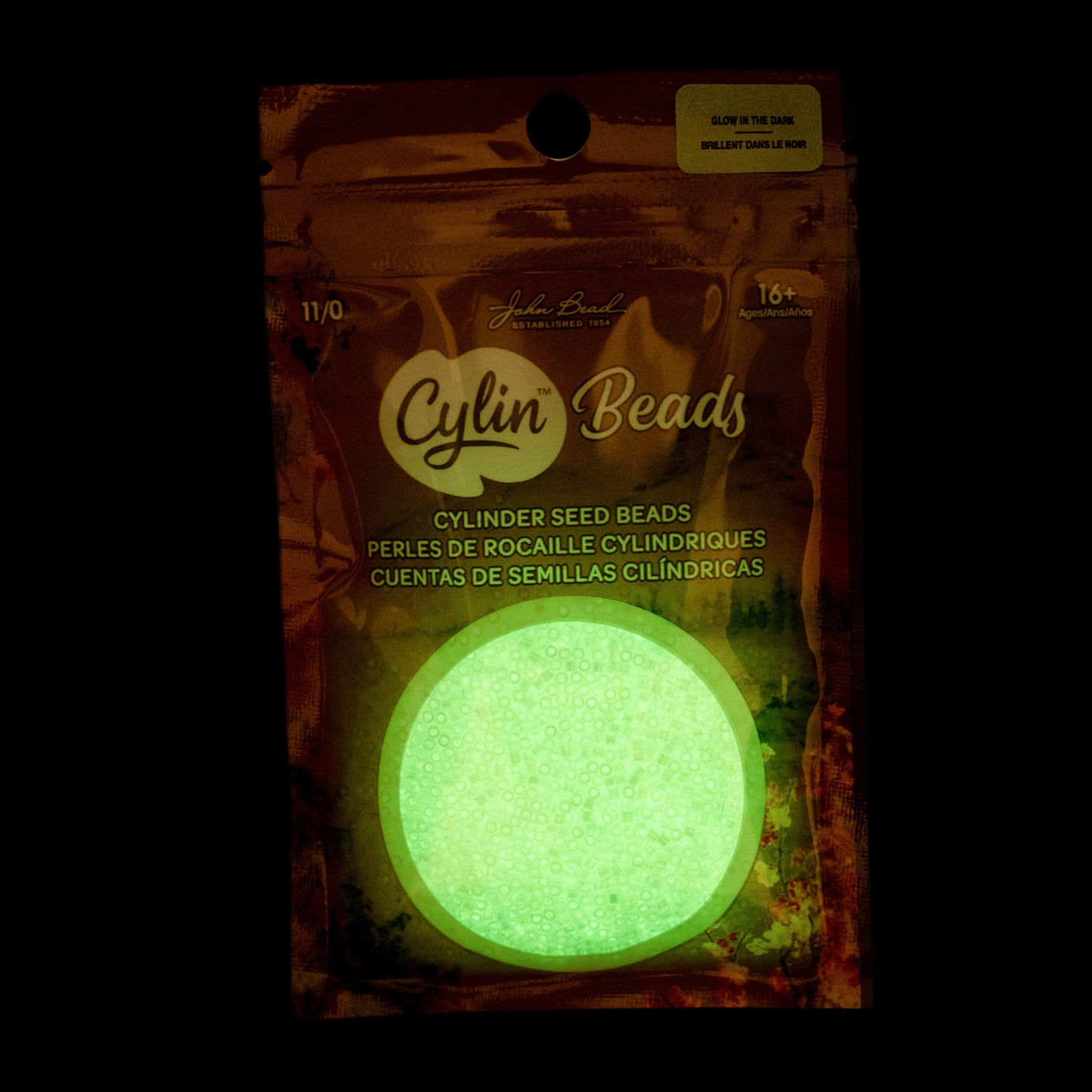 Cylin Bead 11/0 Glow in Dark AB Seed Beads – White to Green 25g Bag | The Pink Bead Shop Canada