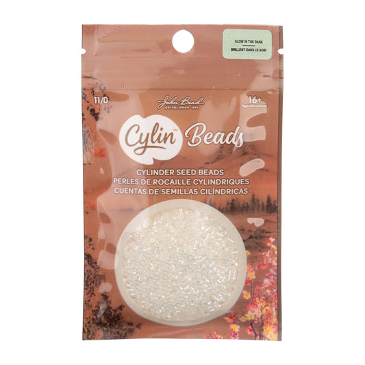 Cylin Bead 11/0 Glow in Dark AB Seed Beads – White to Green 25g Bag | The Pink Bead Shop Canada