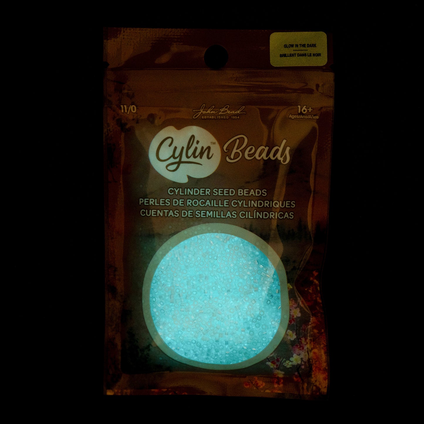 Cylin Bead 11/0 Glow in Dark AB Seed Beads – White to Turquoise 25g Bag | The Pink Bead Shop Canada