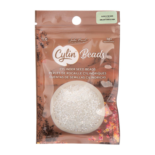 Cylin Bead 11/0 Glow in Dark AB Seed Beads – White to Turquoise 25g Bag | The Pink Bead Shop Canada