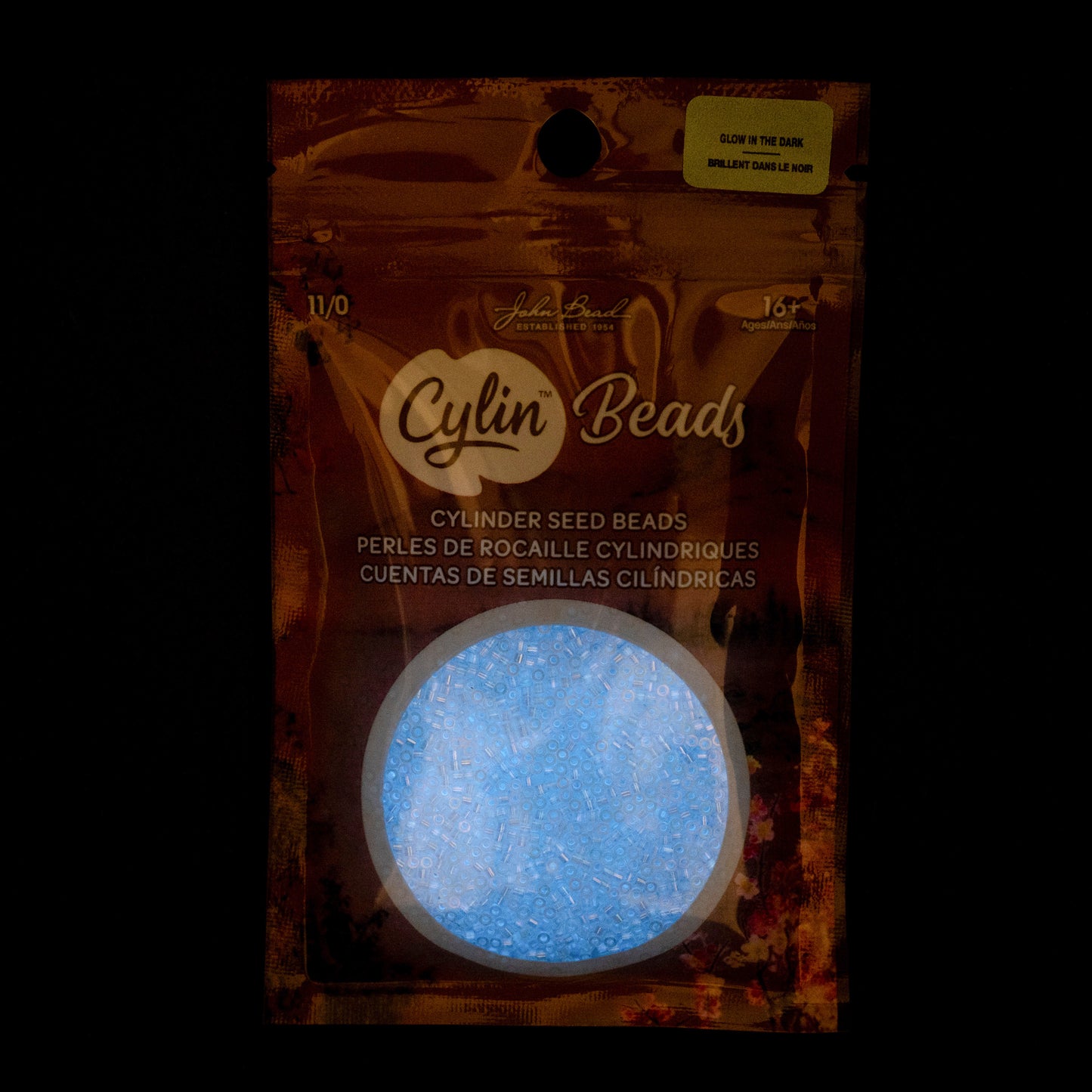 Cylin Bead 11/0 Glow in Dark AB Seed Beads – White to Sky 25g Bag | The Pink Bead Shop Canada