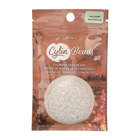 Cylin Bead 11/0 Glow in Dark AB Seed Beads – White to Sky 25g Bag | The Pink Bead Shop Canada