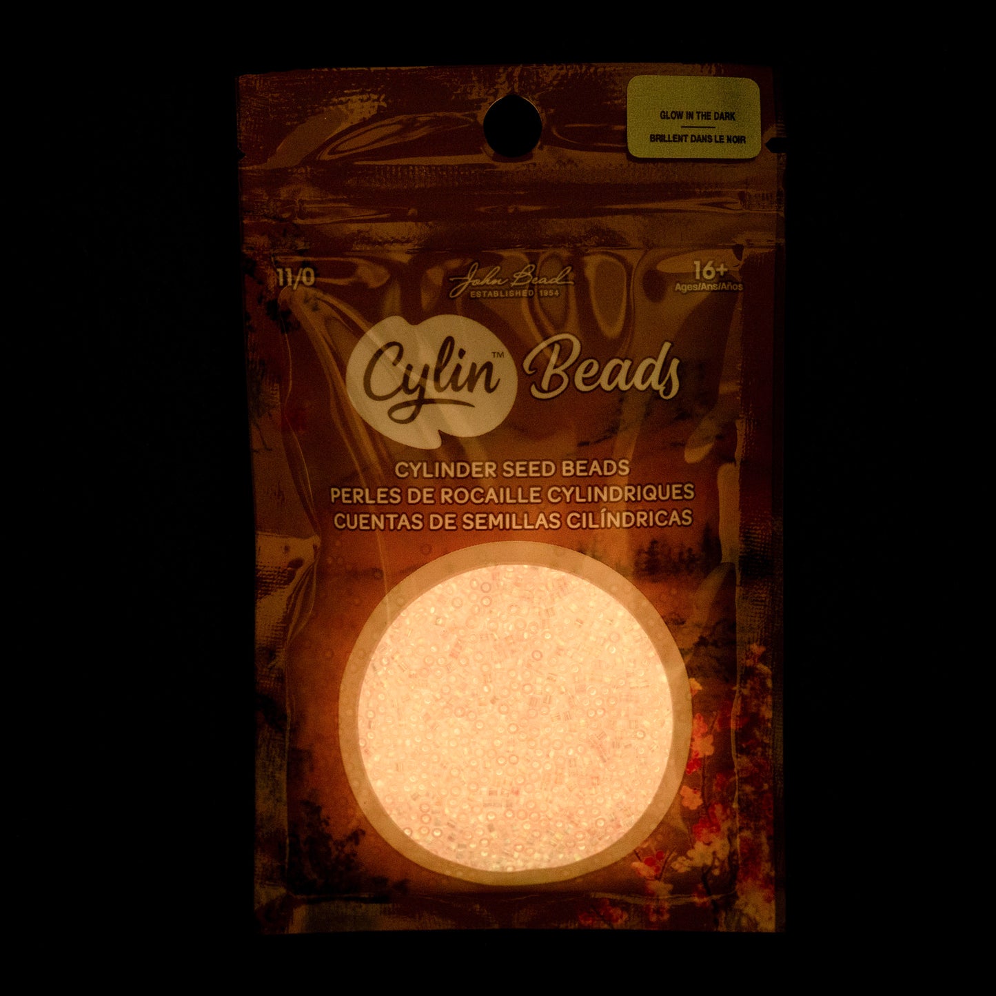 Cylin Bead 11/0 Glow in Dark Seed Beads – Orange 25g Bag | The Pink Bead Shop Canada