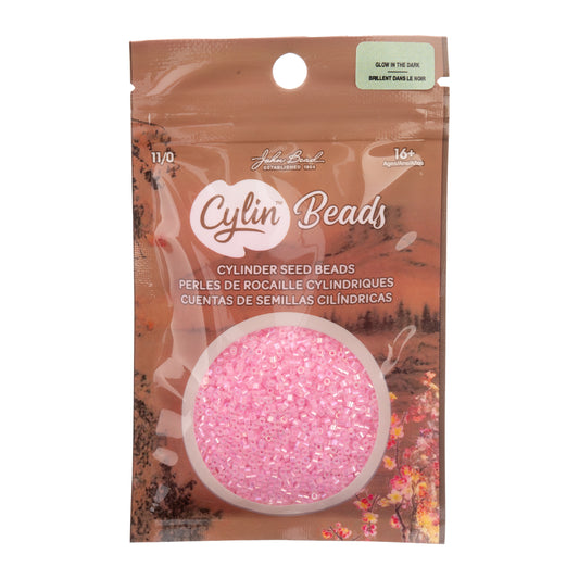 Cylin Bead 11/0 Glow in Dark AB Seed Beads – Pink 25g Bag | The Pink Bead Shop Canada