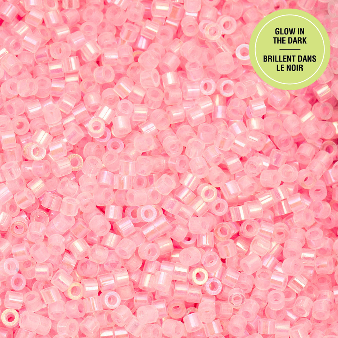 Cylin Bead 11/0 Glow in Dark AB Pink Neon Seed Beads – 25g Bag | The Pink Bead Shop Canada