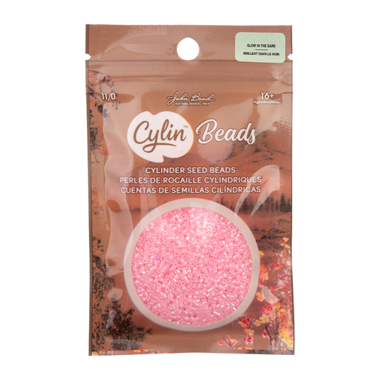 Cylin Bead 11/0 Glow in Dark AB Pink Neon Seed Beads – 25g Bag | The Pink Bead Shop Canada