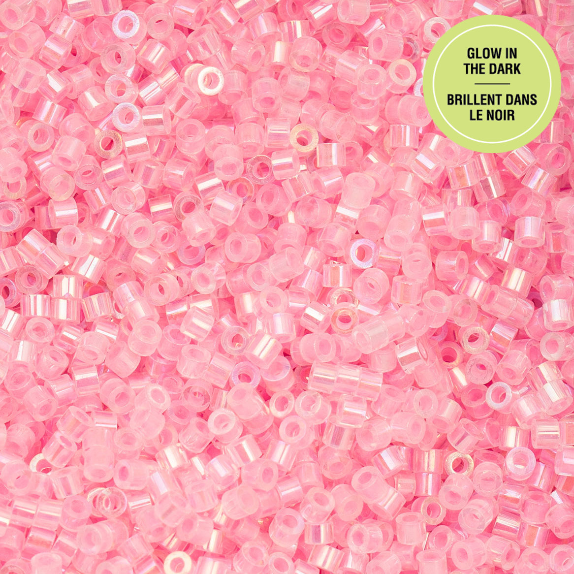 Cylin Bead 11/0 Glow in Dark AB Rose Seed Beads – 25g Bag | The Pink Bead Shop Canada