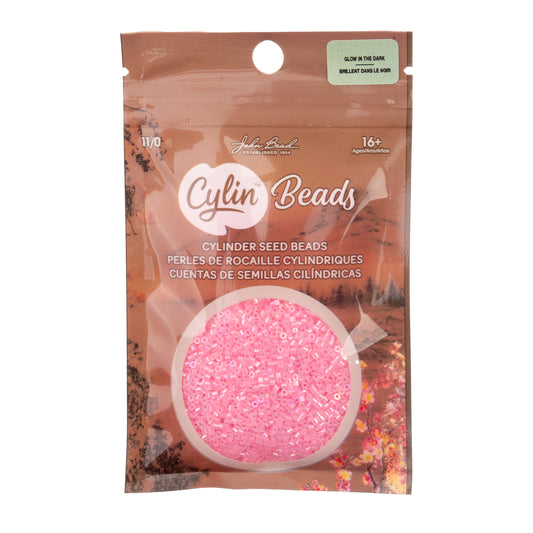 Cylin Bead 11/0 Glow in Dark AB Rose Seed Beads – 25g Bag | The Pink Bead Shop Canada