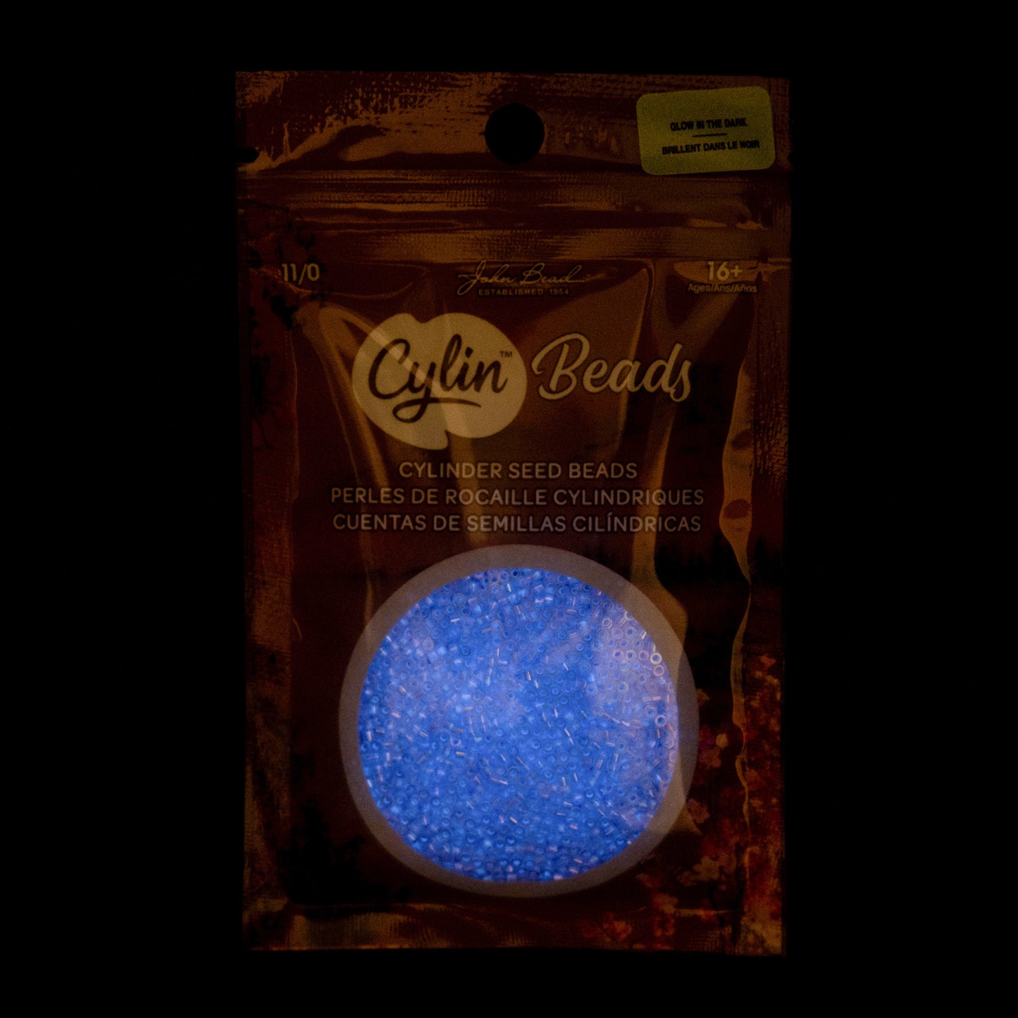 Cylin Bead 11/0 Glow in Dark AB Seed Beads – Violet 25g Bag | The Pink Bead Shop Canada