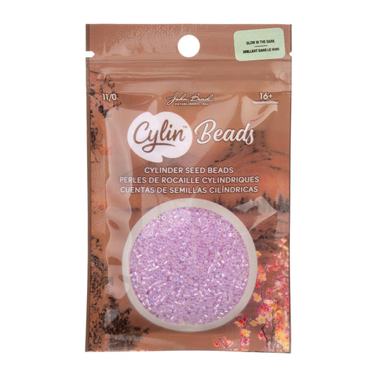 Cylin Bead 11/0 Glow in Dark AB Seed Beads – Violet 25g Bag | The Pink Bead Shop Canada