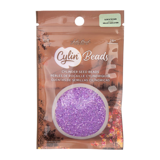 Cylin Bead 11/0 Glow in Dark AB Seed Beads – Purple 25g Bag | The Pink Bead Shop Canada