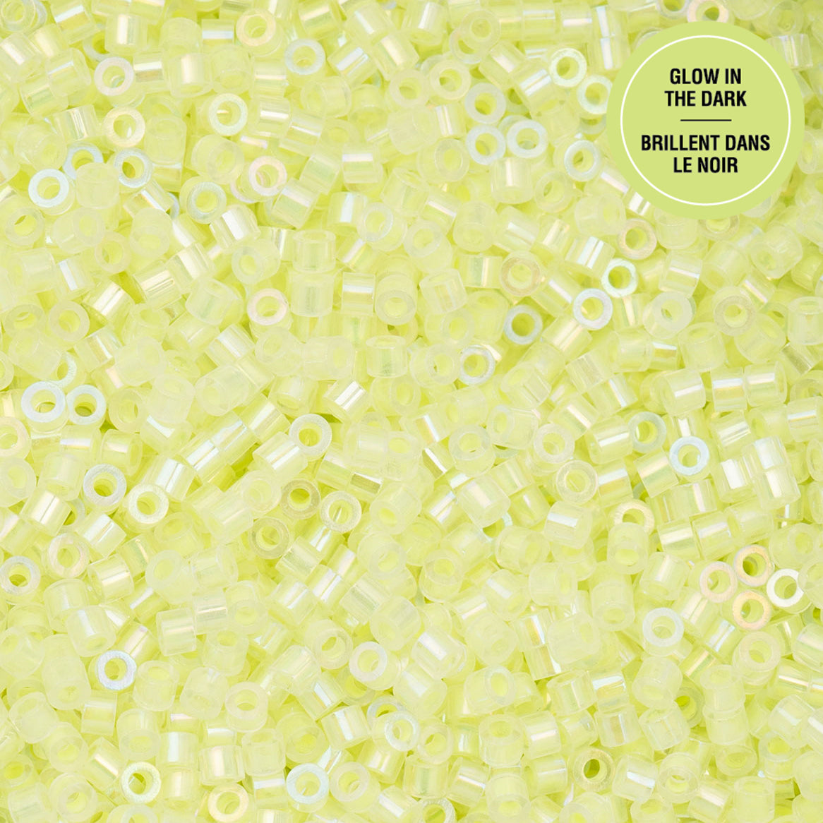 Cylin Bead 11/0 Glow in Dark AB Seed Beads – Yellow Neon 25g Bag | The Pink Bead Shop Canada