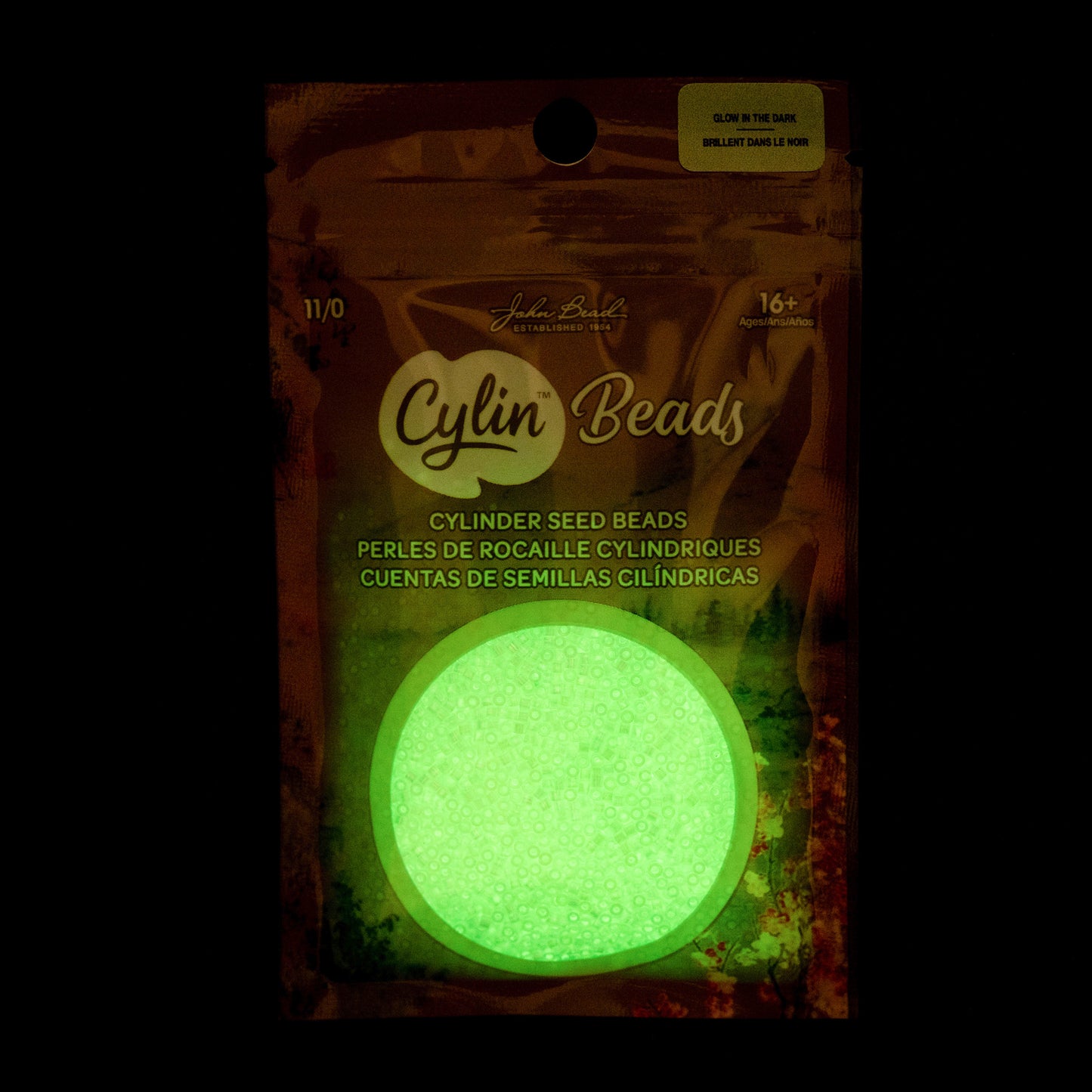 Cylin Bead 11/0 Glow in Dark AB Seed Beads – Light Green 25g Bag | The Pink Bead Shop Canada