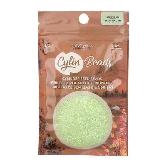 Cylin Bead 11/0 Glow in Dark AB Seed Beads – Light Green 25g Bag | The Pink Bead Shop Canada