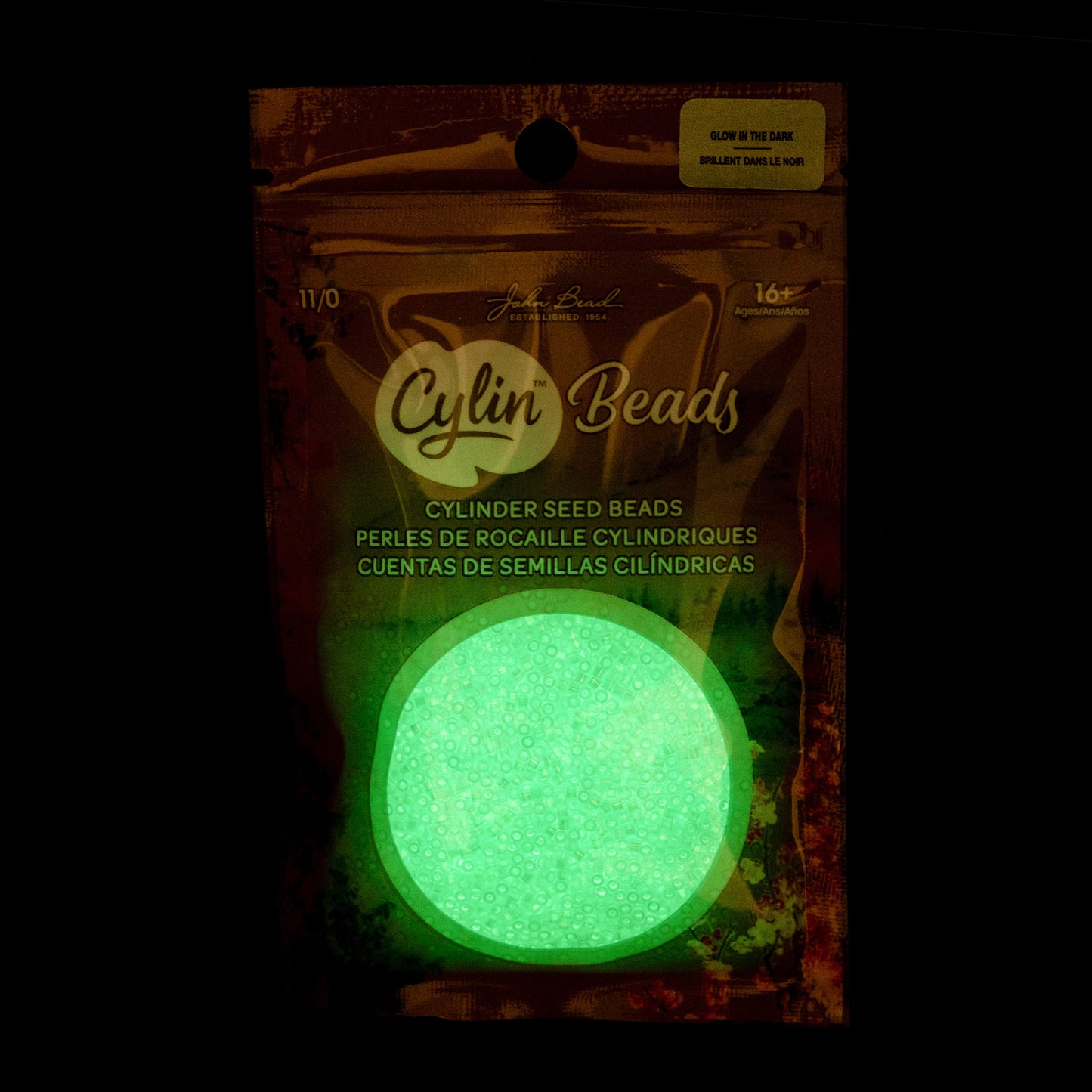 Cylin Bead 11/0 Glow in Dark AB Seed Beads – Green 25g Bag | The Pink Bead Shop Canada