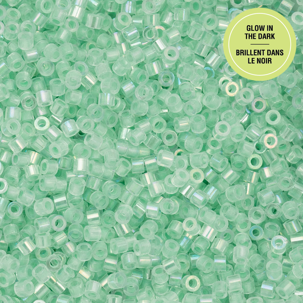 Cylin Bead 11/0 Glow in Dark AB Seed Beads – Green 25g Bag | The Pink Bead Shop Canada