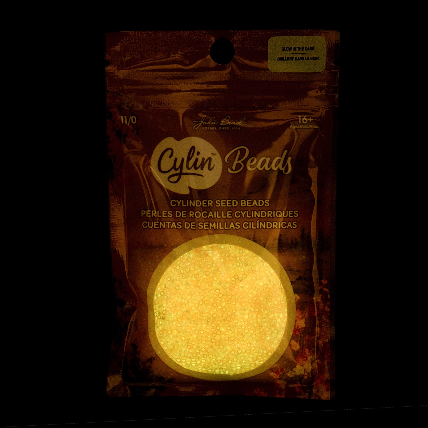 Cylin Bead 11/0 Glow in Dark AB Seed Beads – Orange 25g Bag | The Pink Bead Shop Canada