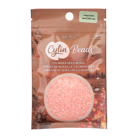 Cylin Bead 11/0 Glow in Dark AB Seed Beads – Coral 25g Bag | The Pink Bead Shop Canada