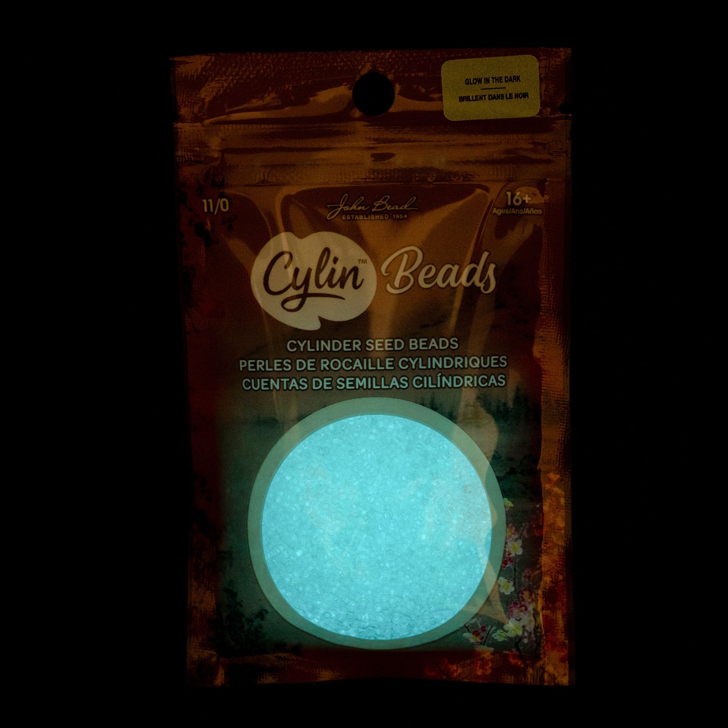 Cylin Bead 11/0 Glow in Dark Seed Beads – White to Turquoise 25g Bag | The Pink Bead Shop Canada