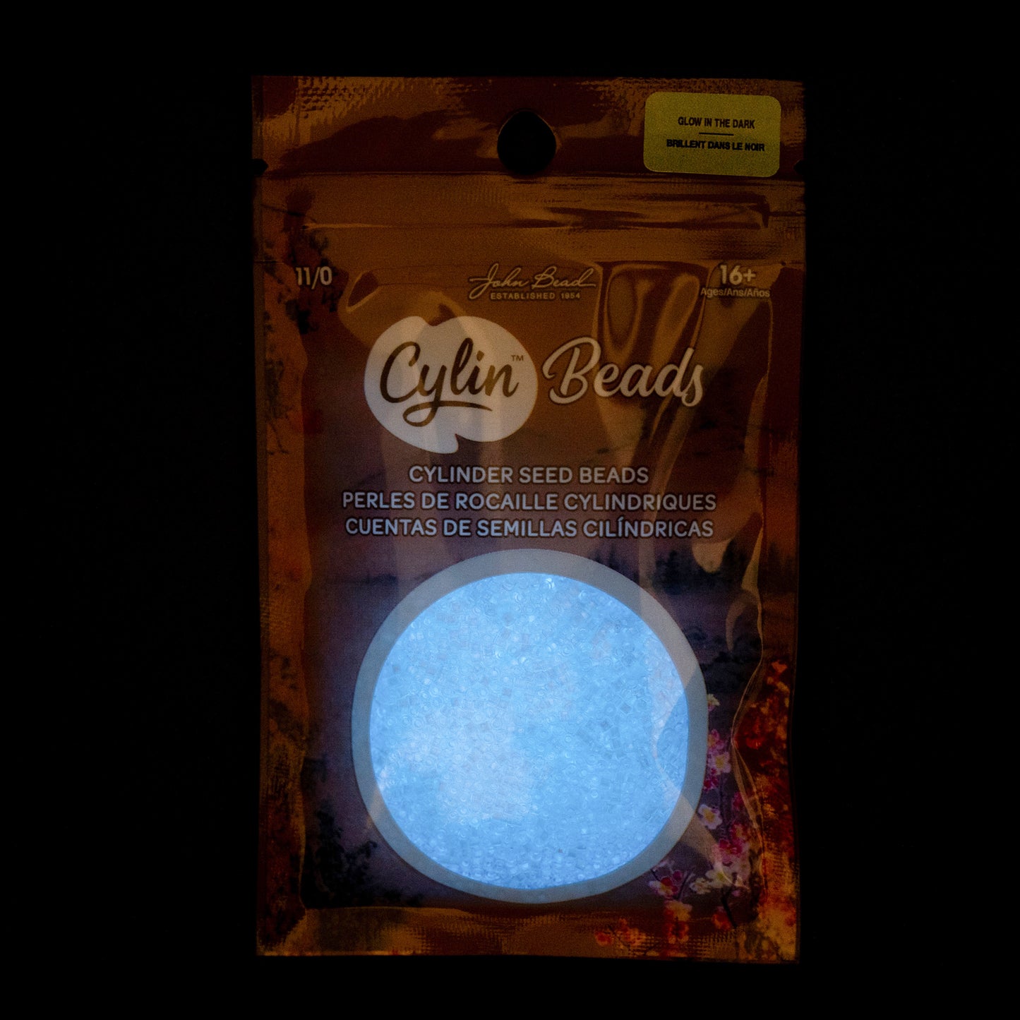 Cylin Bead 11/0 Glow in Dark Seed Beads – White to Sky 25g Bag | The Pink Bead Shop Canada