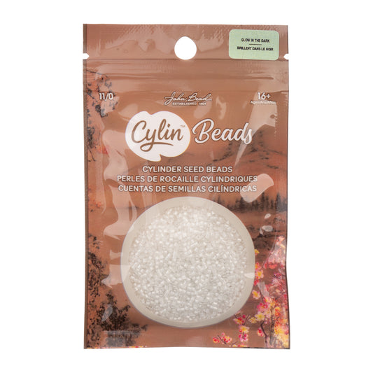 Cylin Bead 11/0 Glow in Dark Seed Beads – White to Sky 25g Bag | The Pink Bead Shop Canada