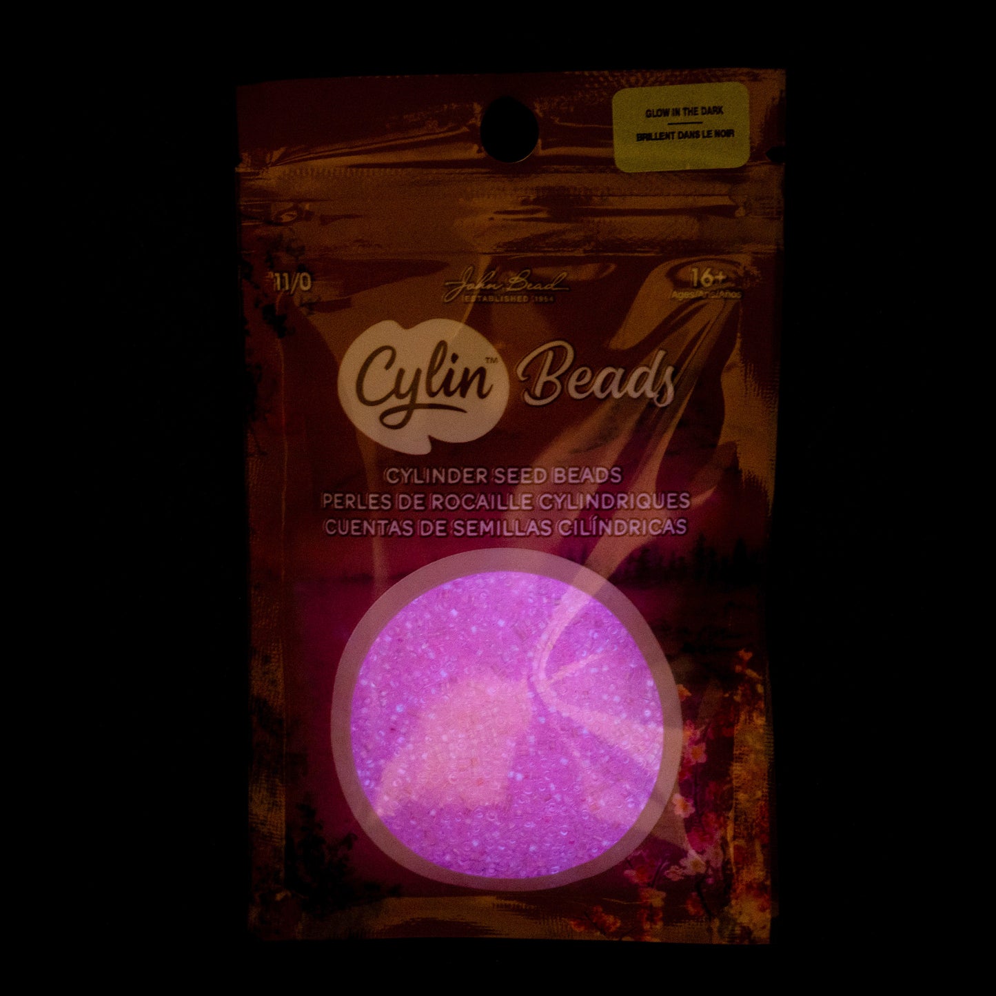 Cylin Bead 11/0 Glow in Dark Seed Beads – Rose Pink 25g Bag | The Pink Bead Shop Canada