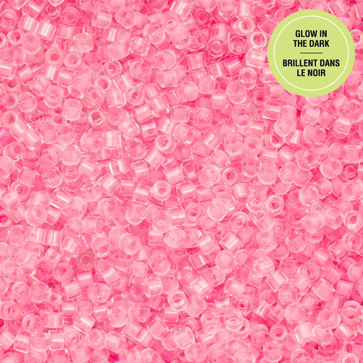 Cylin Bead 11/0 Glow in Dark Seed Beads – Rose Pink 25g Bag | The Pink Bead Shop Canada