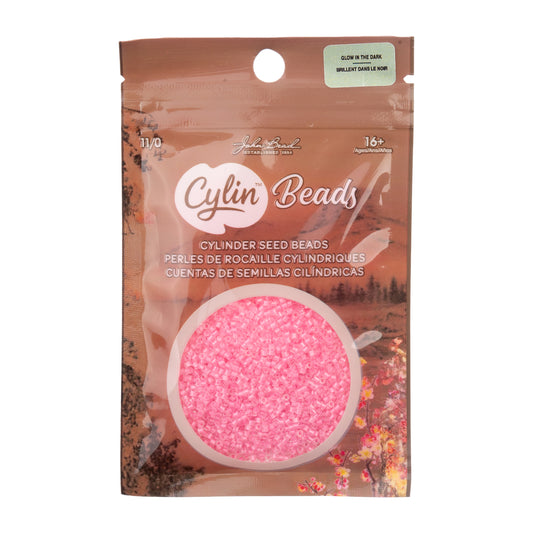 Cylin Bead 11/0 Glow in Dark Seed Beads – Rose Pink 25g Bag | The Pink Bead Shop Canada