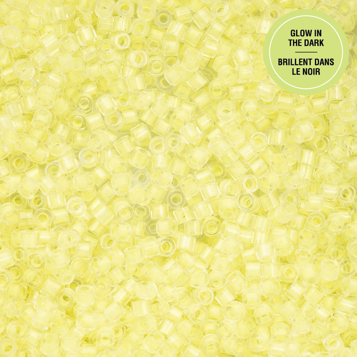 Cylin Bead 11/0 Glow in Dark Seed Beads – Yellow 25g Bag | The Pink Bead Shop Canada