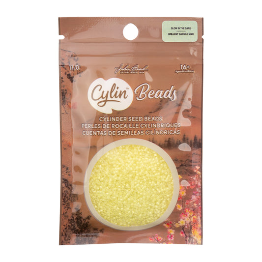 Cylin Bead 11/0 Glow in Dark Seed Beads – Yellow 25g Bag | The Pink Bead Shop Canada