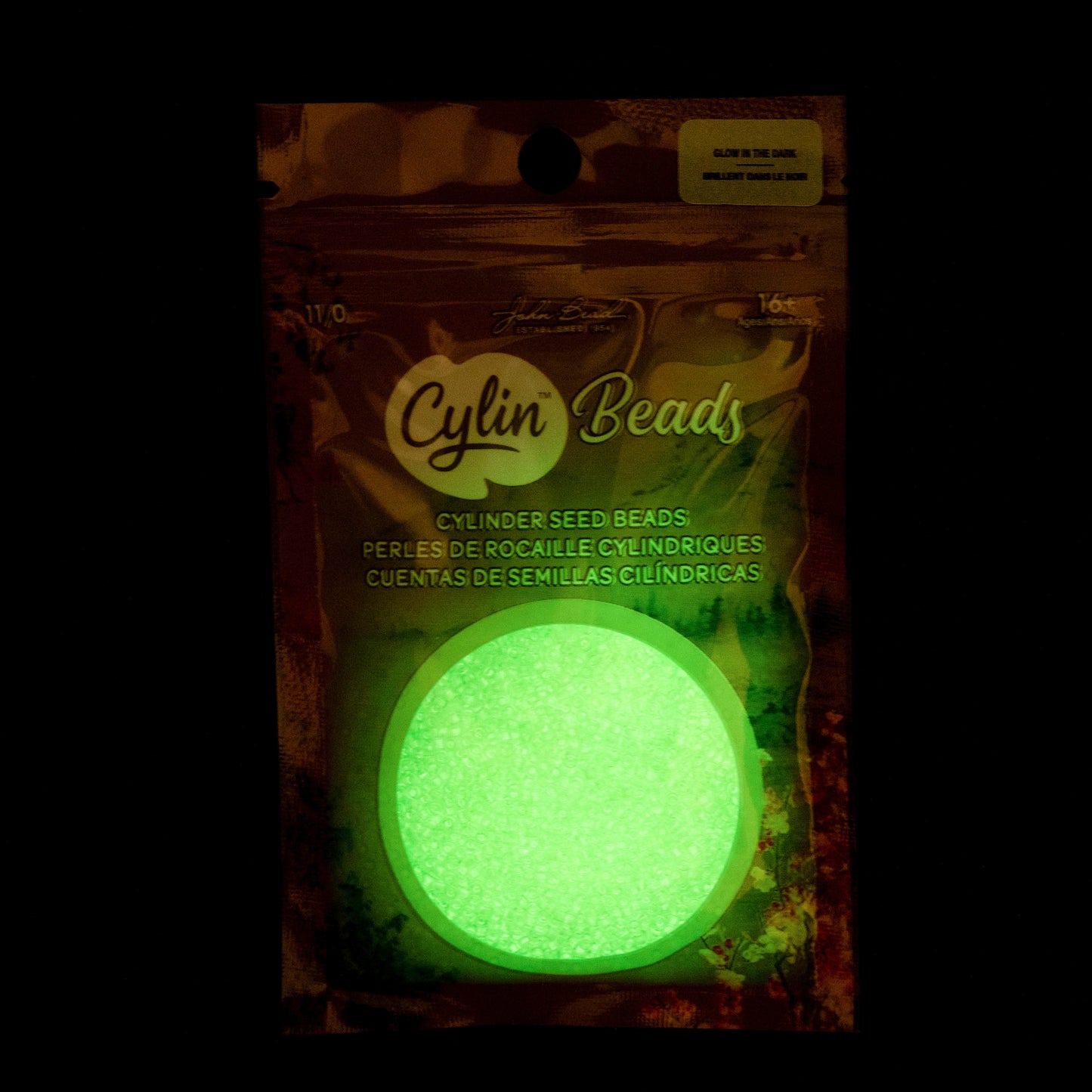Cylin Bead 11/0 Glow in Dark Seed Beads – Light Green 25g Bag | The Pink Bead Shop Canada