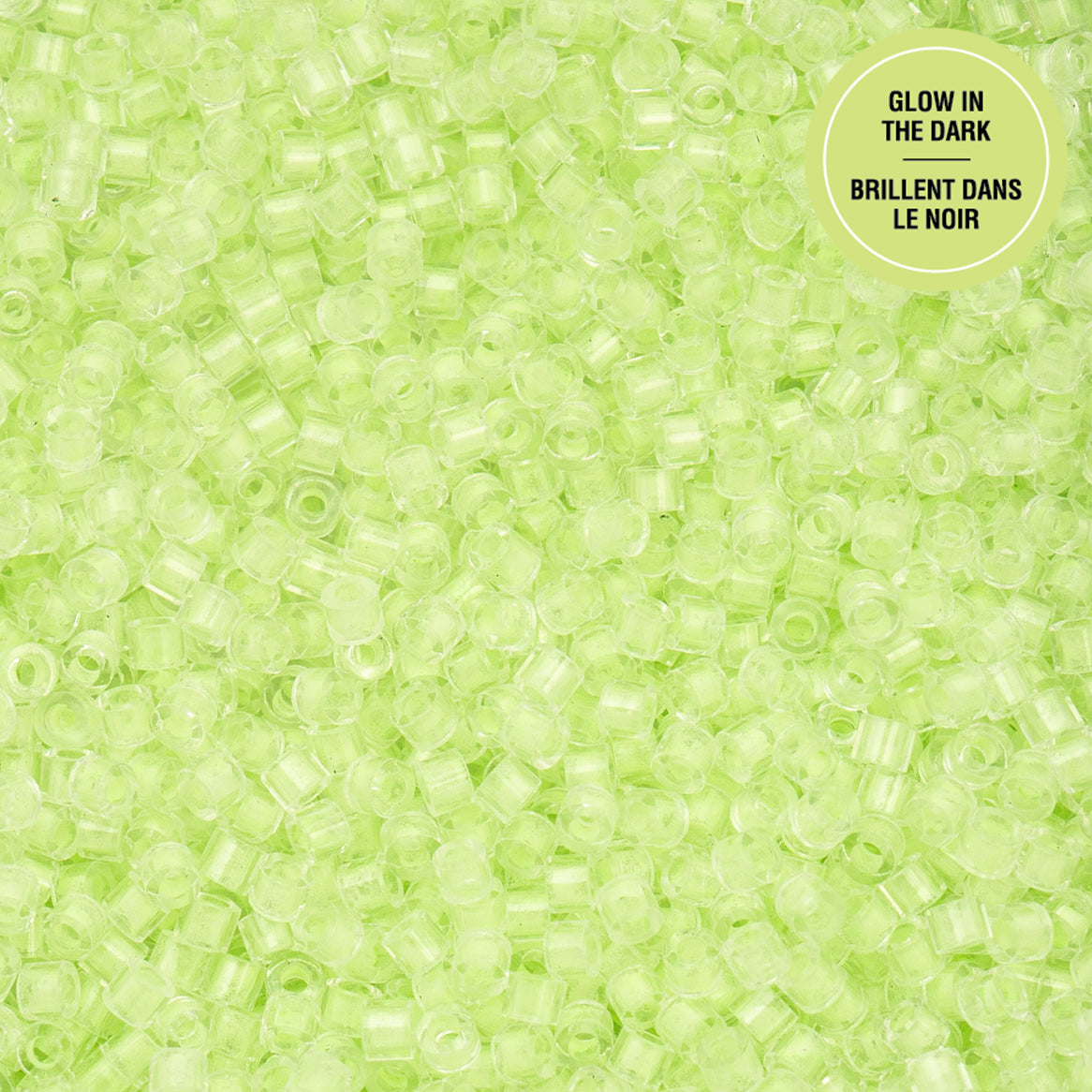 Cylin Bead 11/0 Glow in Dark Seed Beads – Light Green 25g Bag | The Pink Bead Shop Canada