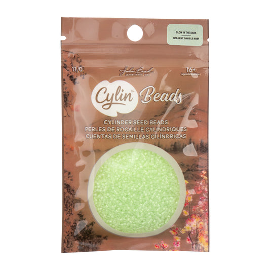 Cylin Bead 11/0 Glow in Dark Seed Beads – Light Green 25g Bag | The Pink Bead Shop Canada