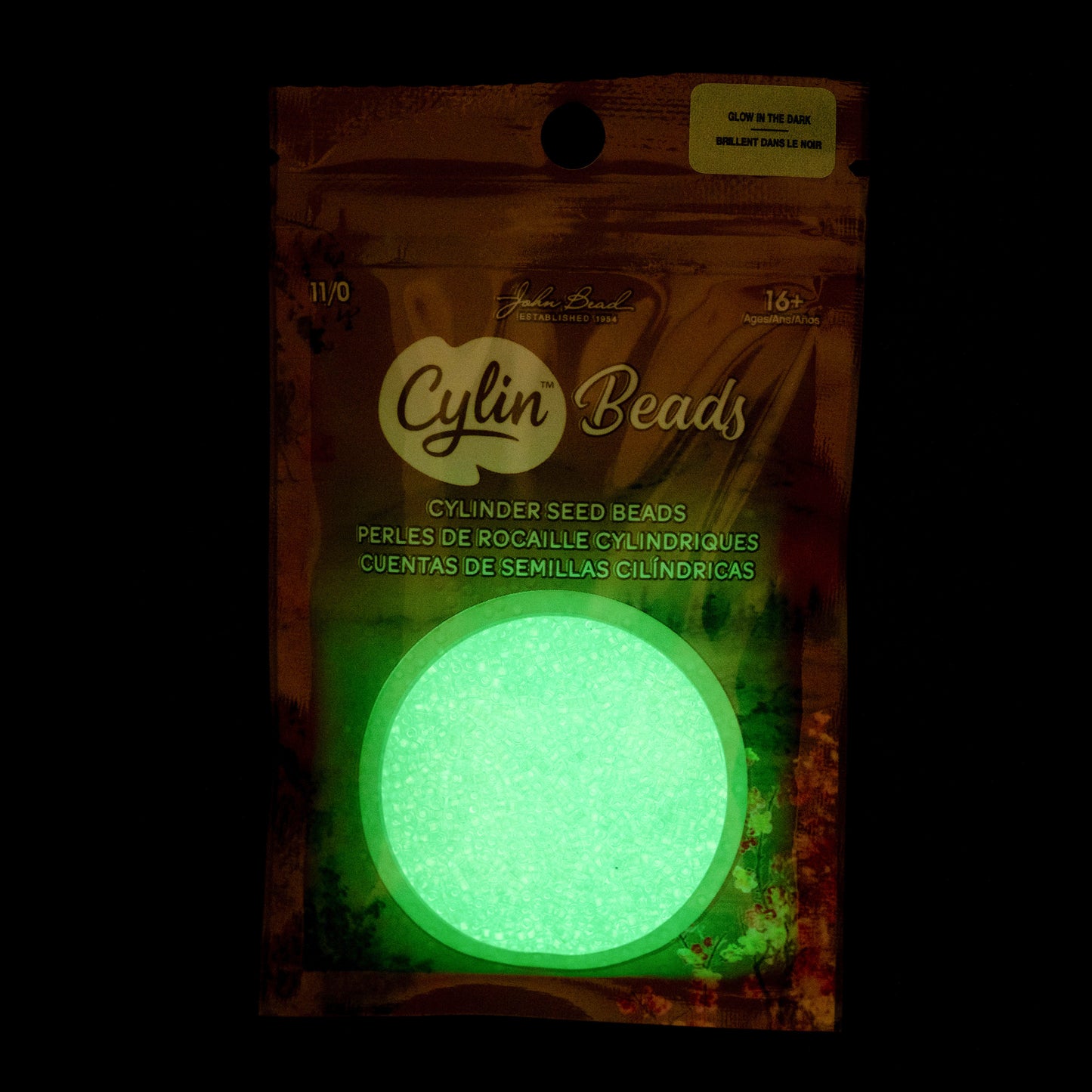 Cylin Bead 11/0 Glow in Dark Seed Beads – Green 25g Bag | The Pink Bead Shop Canada