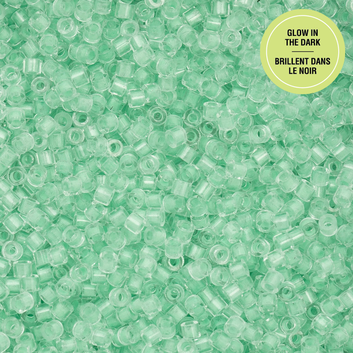 Cylin Bead 11/0 Glow in Dark Seed Beads – Green 25g Bag | The Pink Bead Shop Canada
