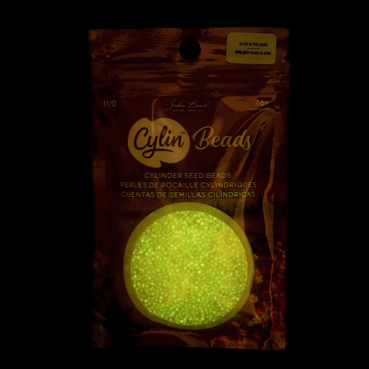 Cylin Bead 11/0 Glow in Dark Seed Beads – Gold Yellow 25g Bag | The Pink Bead Shop Canada