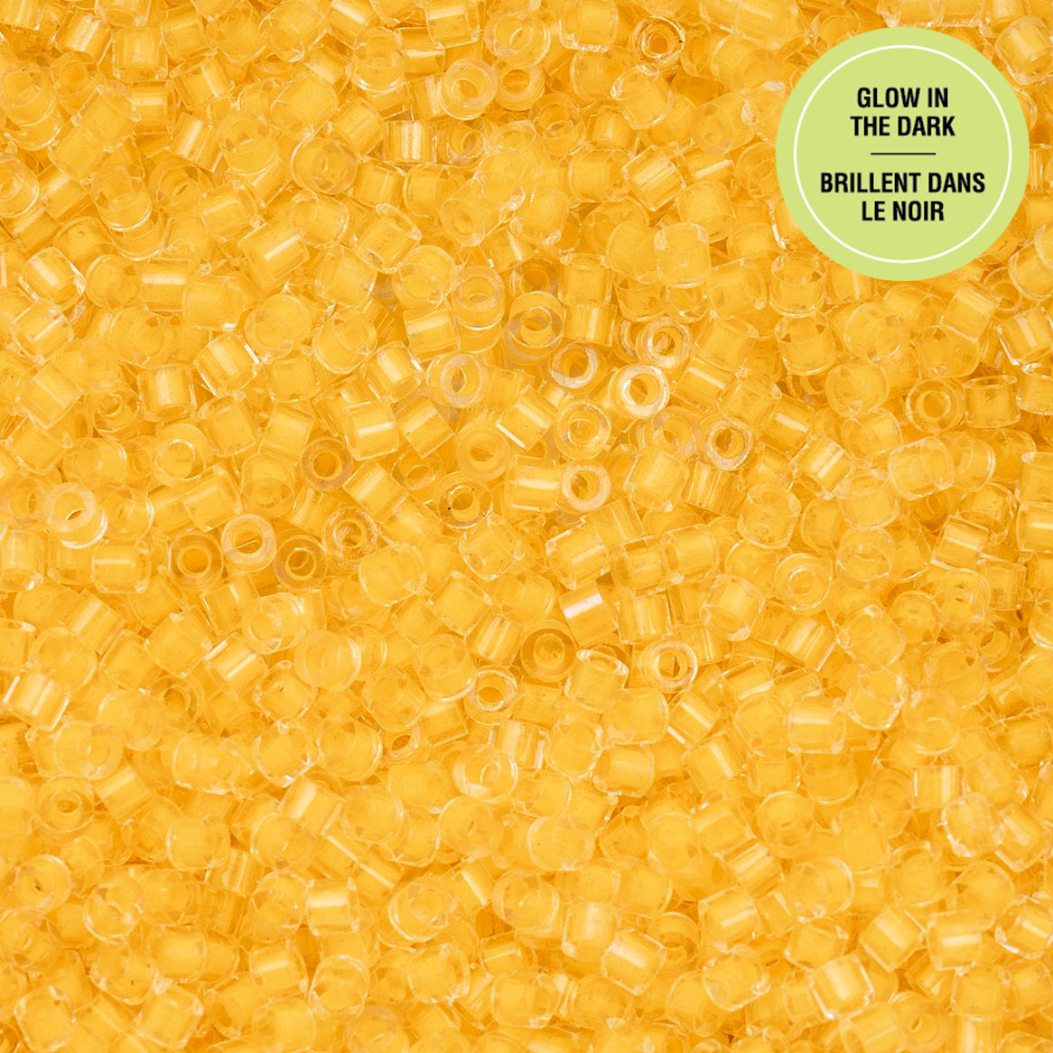 Cylin Bead 11/0 Glow in Dark Seed Beads – Gold Yellow 25g Bag | The Pink Bead Shop Canada