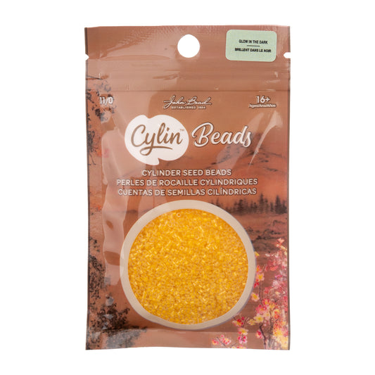 Cylin Bead 11/0 Glow in Dark Seed Beads – Gold Yellow 25g Bag | The Pink Bead Shop Canada