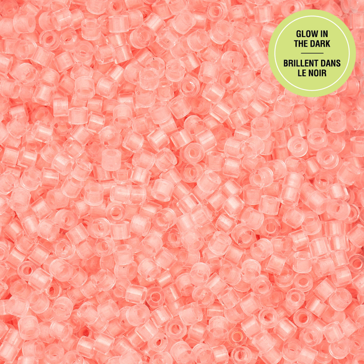 Cylin Bead 11/0 Glow in Dark Coral Seed Beads 25g Bag | The Pink Bead Shop Canada