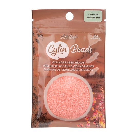 Cylin Bead 11/0 Glow in Dark Coral Seed Beads 25g Bag | The Pink Bead Shop Canada
