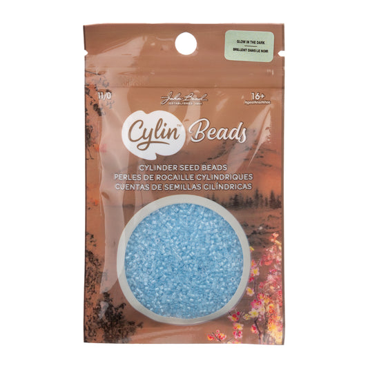 Cylin Bead 11/0 Glow in Dark Seed Beads – Blue 25g Bag | The Pink Bead Shop Canada