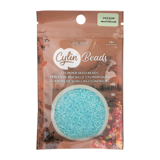 Cylin Bead 11/0 Glow in Dark Seed Beads – Turquoise 25g Bag | The Pink Bead Shop Canada