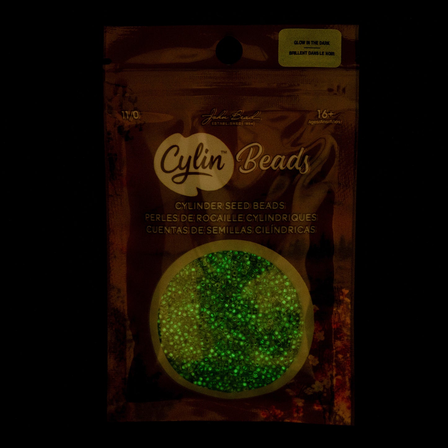 Cylin Bead 11/0 Glow in Dark Seed Beads – Grey 25g Bag | The Pink Bead Shop Canada