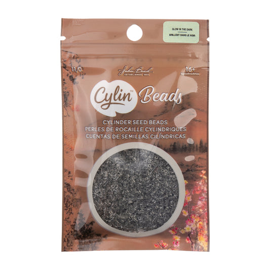 Cylin Bead 11/0 Glow in Dark Seed Beads – Grey 25g Bag | The Pink Bead Shop Canada