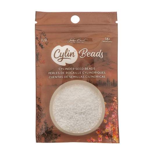 Cylin Bead 11/0 Matte Macaron AB White Seed Beads – 25g Bag | The Pink Bead Shop Canada