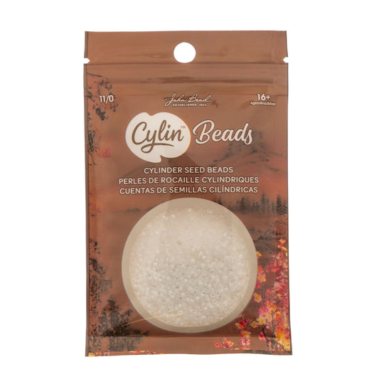 Cylin Bead 11/0 Matte Macaron AB White Seed Beads – 25g Bag | The Pink Bead Shop Canada
